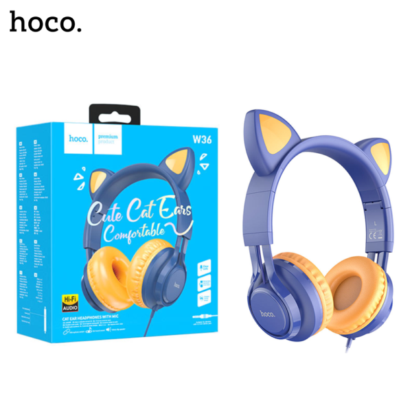 HOCO W36 Cat Ear Stereo Headphone With Mic - Image 1
