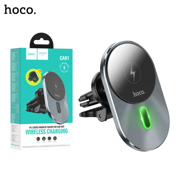 HOCO CA91 Magic Magnetic Wireless Fast Charging Car Holder - Image 1