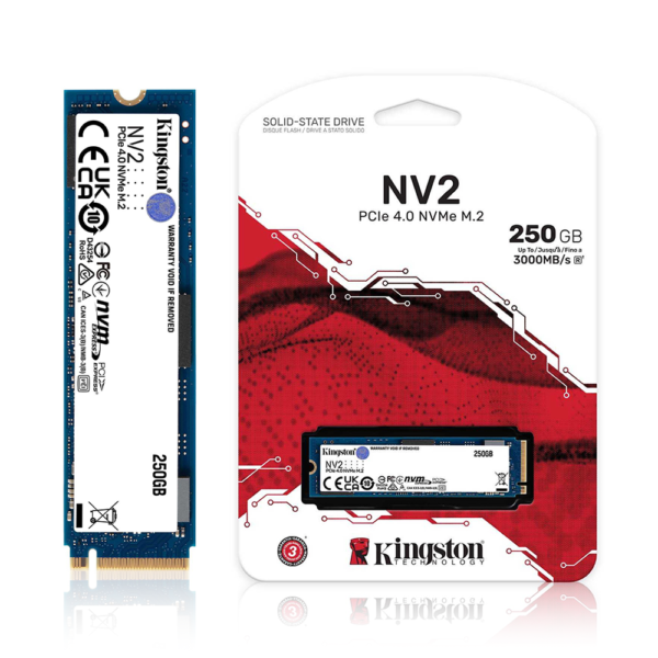 Kingston NV2 SSD (SNV2S/250G) M.2 2280 NVMe PCLe 4.0 Solid State Drive ( 250GB) - Image 1