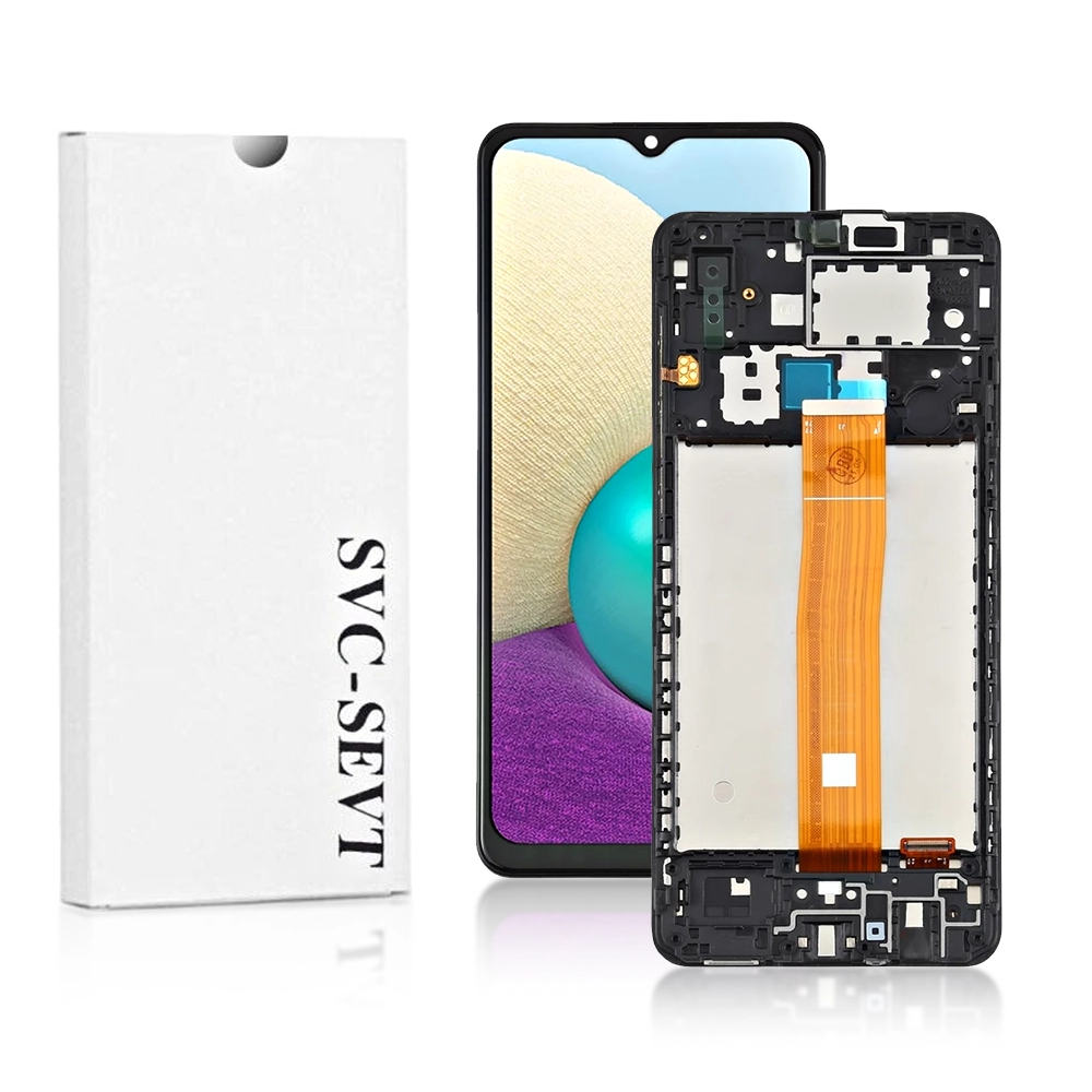 200A Genuine LCD Screen and Digitizer For Samsung Galaxy A02 SM-A022F With Frame Genuine LCD Screen For Samsung Galaxy A02 (A025) With Frame and Touchpad - Black  (GH82-25250A) - Image 1
