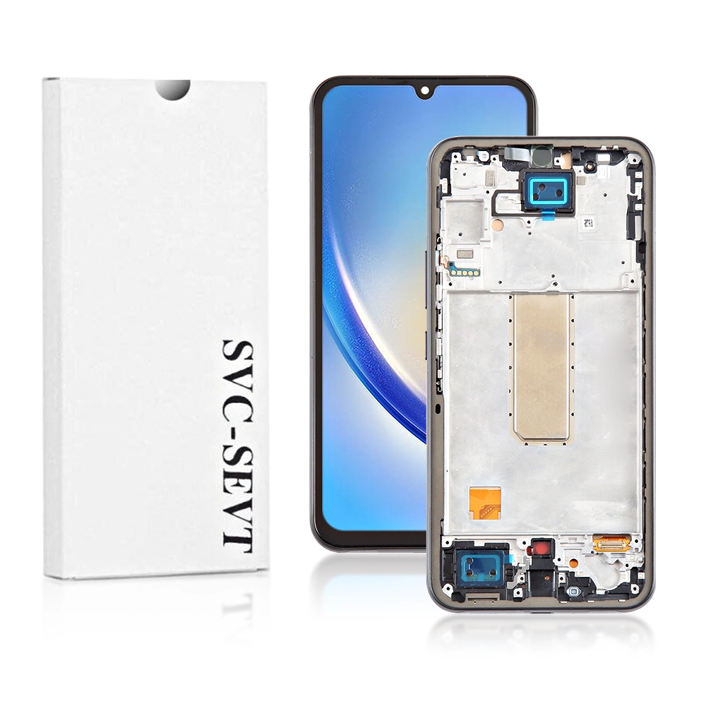 219A Genuine LCD Screen and Digitizer For Samsung Galaxy A34 5G SM-A346 With Frame Genuine LCD Screen For Samsung Galaxy A34 5G (A346B) With Frame and Touchpad - Black  (GH82-31201A) - Image 1