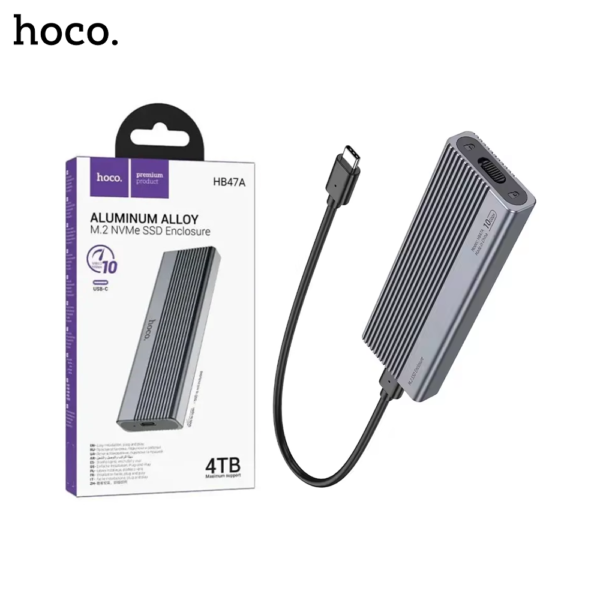 21A HOCO HB47A M2 SSD Enclosure Case 10Gbps NVMe Protocol M.2 to USB Type C 3.2 Gen2 4TB Metal External Adapter NVME SSD Case HOCO HB47A M.2 SATA SSD ENCLOSURE 4TB 10 GBPS - Image 1
