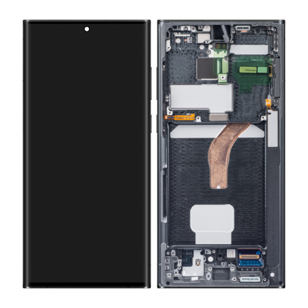 Replacement OLED LCD Screen For Samsung Galaxy S22 Ultra (S908) Black - With Frame - Image 1