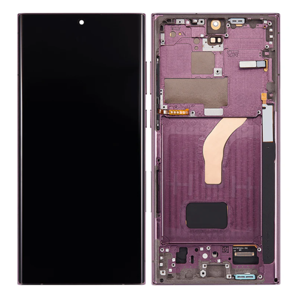 Replacement OLED LCD Screen For Samsung Galaxy S22 Ultra (S908) Burgundy - With Frame - Image 1