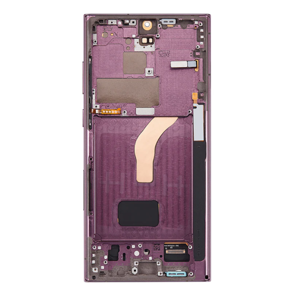 Replacement OLED LCD Screen For Samsung Galaxy S22 Ultra (S908) Burgundy - With Frame - Image 2