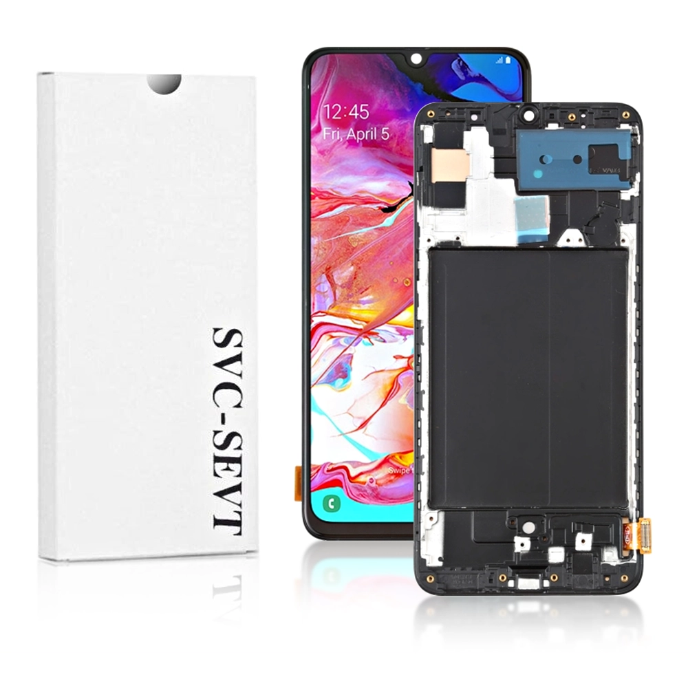 233A Genuine LCD Screen and Digitizer For Samsung Galaxy A70 SM-A705 With Frame Genuine LCD Screen For Samsung Galaxy A70 (A705) With Frame and Touchpad - Black  (GH82-19747A) - Image 1