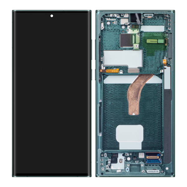 Replacement OLED LCD Screen For Samsung Galaxy S22 Ultra (S908) Green - With Frame - Image 1