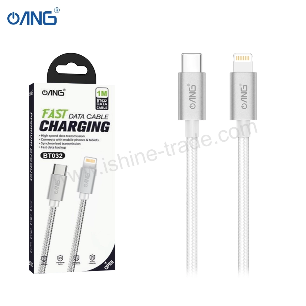 2A ANG BT032 – USB C TO Lightning PD 20W Braided Data Cable 1 Meter ANG BT032 - USB C TO Lightning PD 20W Braided Data Cable 1 Meter - Image 1