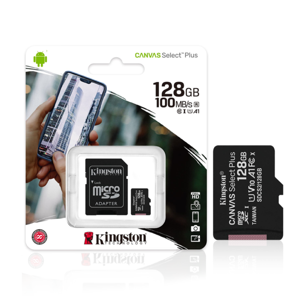 Kingston Micro SD Card 128GB Class 10 SDHC SDXC Phone Memory Card - Image 1