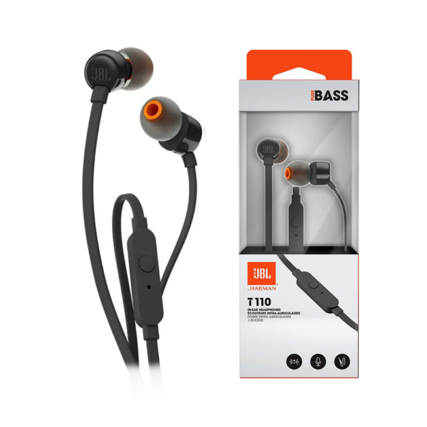 JBL Tune 110 In-Ear Wired Headphones - Black - Image 1