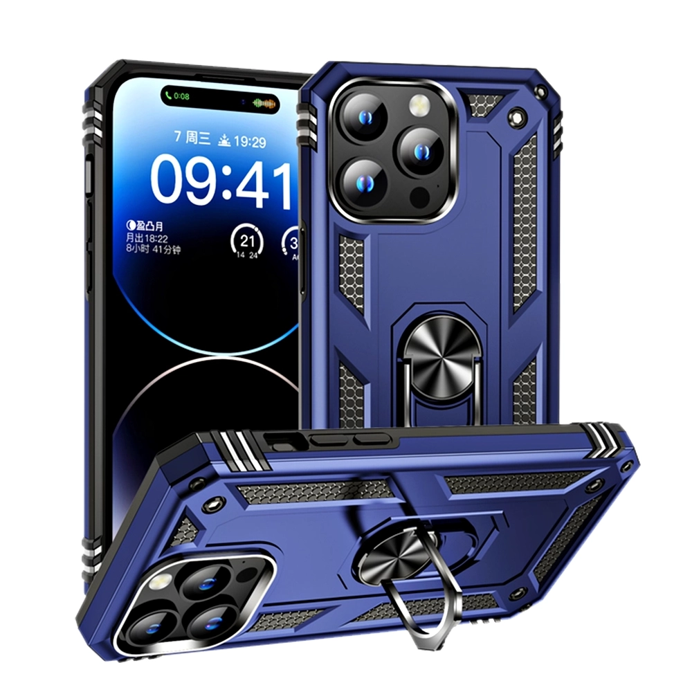 3C Ring Armor Case iPhone 16 Pro Max Blue Slim Shockproof Ring Armor Case For iPhone 16 Pro Max - Image 3