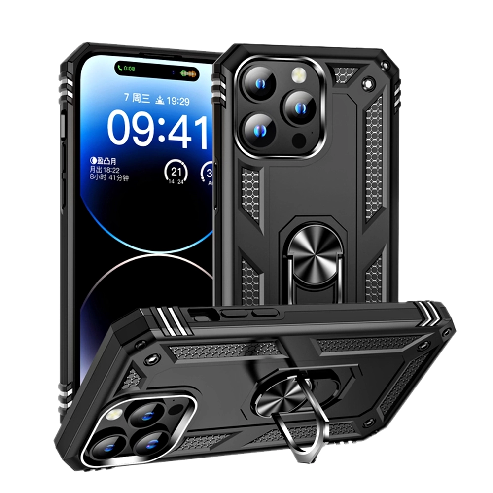 3E Ring Armor Case iPhone 16 Pro Max Black Slim Shockproof Ring Armor Case For iPhone 16 Plus - Image 5