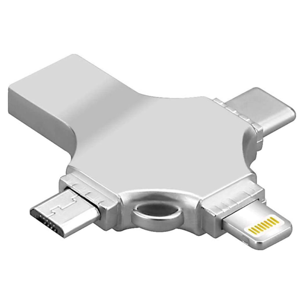 4 in 1 USB Lightning Type C Micro OTG Card Reader Adapter - Image 1