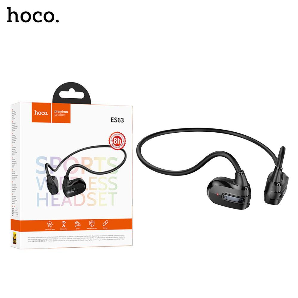 4A Hoco Wireless headset “ES63 Graceful” air conduction - BLACK HOCO ES63 - Graceful Air Conduction Sports Bluetooth Headset-Black - Image 1