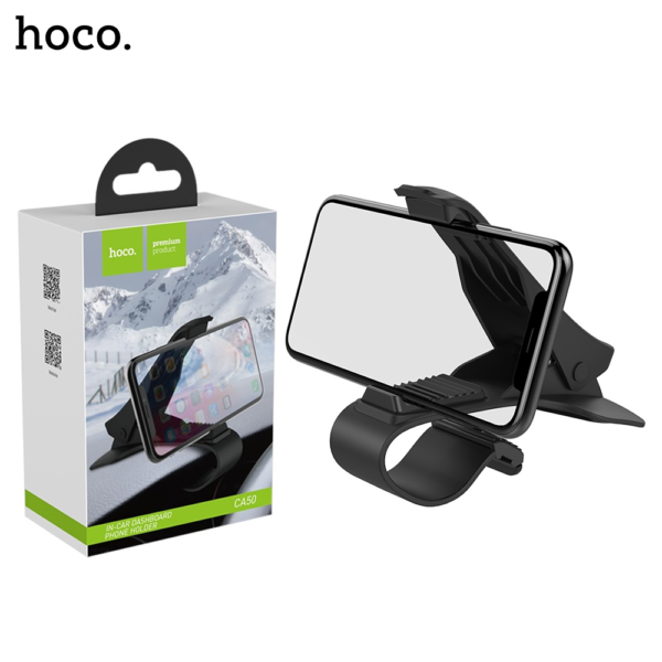 6A Hoco Car holder “CA50” in-car dashboard clip mount - BLACK HOCO CA50 Mouth Rotation Car Mount Phone Holder - BLACK - Image 1