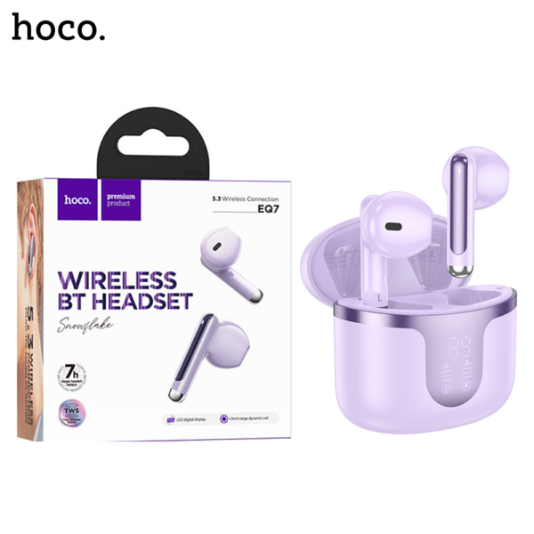 HOCO EQ7 Snowflake Wireless Earbuds - Purple - Image 1
