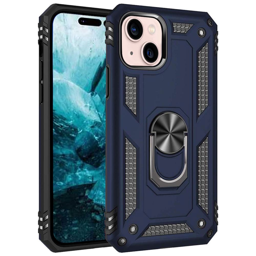 iphone 14 plus blue Slim Shockproof Ring Armor Case For iPhone 14 Plus - Image 2