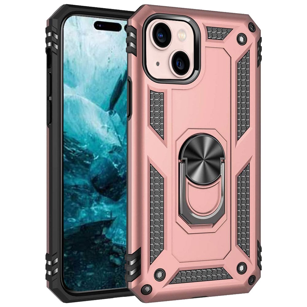 iphone 14 plus rose gold Slim Shockproof Ring Armor Case For iPhone 14 Plus - Image 4