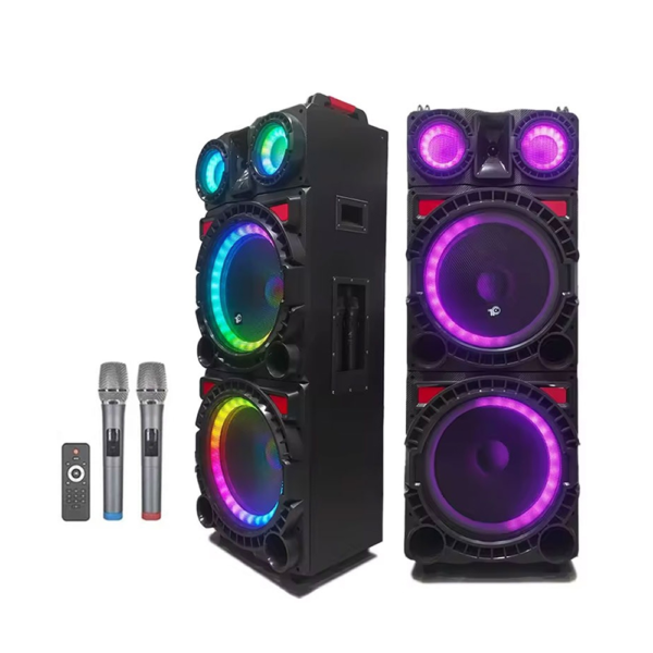 MT-1598 Trolley Speaker With BT Color LED Double 15'' Speaker 120W - Image 1
