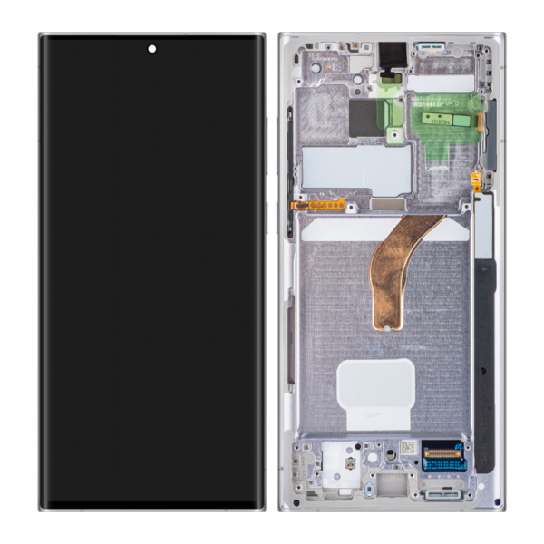 Replacement OLED LCD Screen For Samsung Galaxy S22 Ultra (S908) Silver - With Frame - Image 1