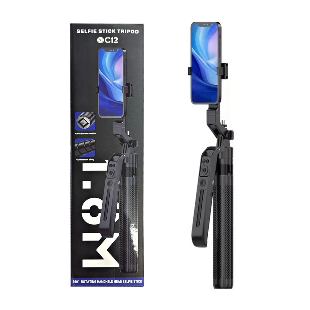 26A C12 Selfie Stick Tripod C12 Auto Face Tracking Tripod 360 for Android, iPhone - Image 1
