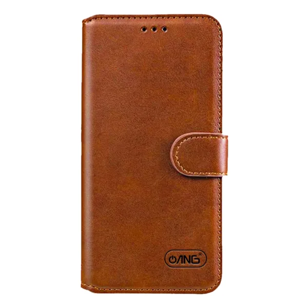 Book Case Brown ANG Premium Adannu Leather Book Case For iPhone 16 - Image 3