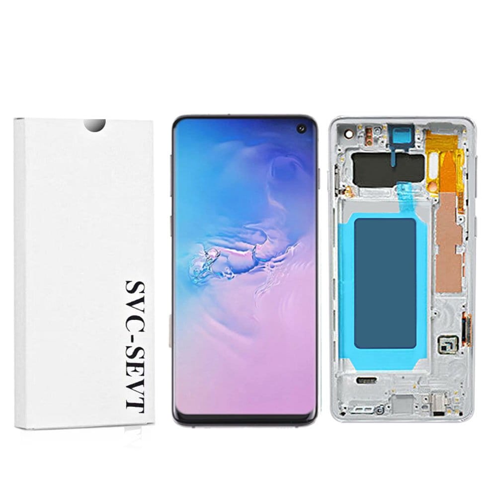 Genuine-LCD-Screen-For-Samsung-Galaxy-S10-White Genuine LCD Screen For Samsung Galaxy S10 (G973B) With Frame and Touchpad - Prism White  (GH82-18835B) - Image 1