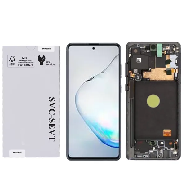 Genuine LCD Screen For Samsung Galaxy Note 10 Lite (N770) With Frame & Touchpad - Black  (GH82-22055A) - Image 1