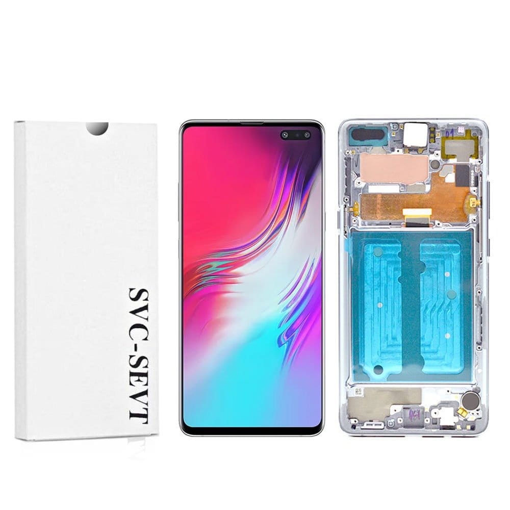 Samsung-Galaxy-S10-5G-SM-G977f-Silver Genuine LCD Screen For Samsung Galaxy S10 5G (G977B) With Frame and Touchpad - Crown Silver  (GH82-20442A) - Image 1