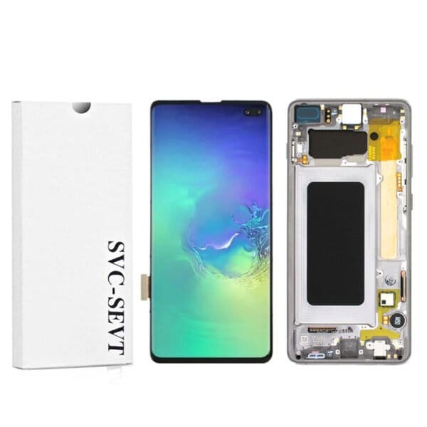 Genuine LCD Screen For Samsung Galaxy S10 Plus (G975B) With Frame and Touchpad - Ceramic White  (GH82-18849B) - Image 1