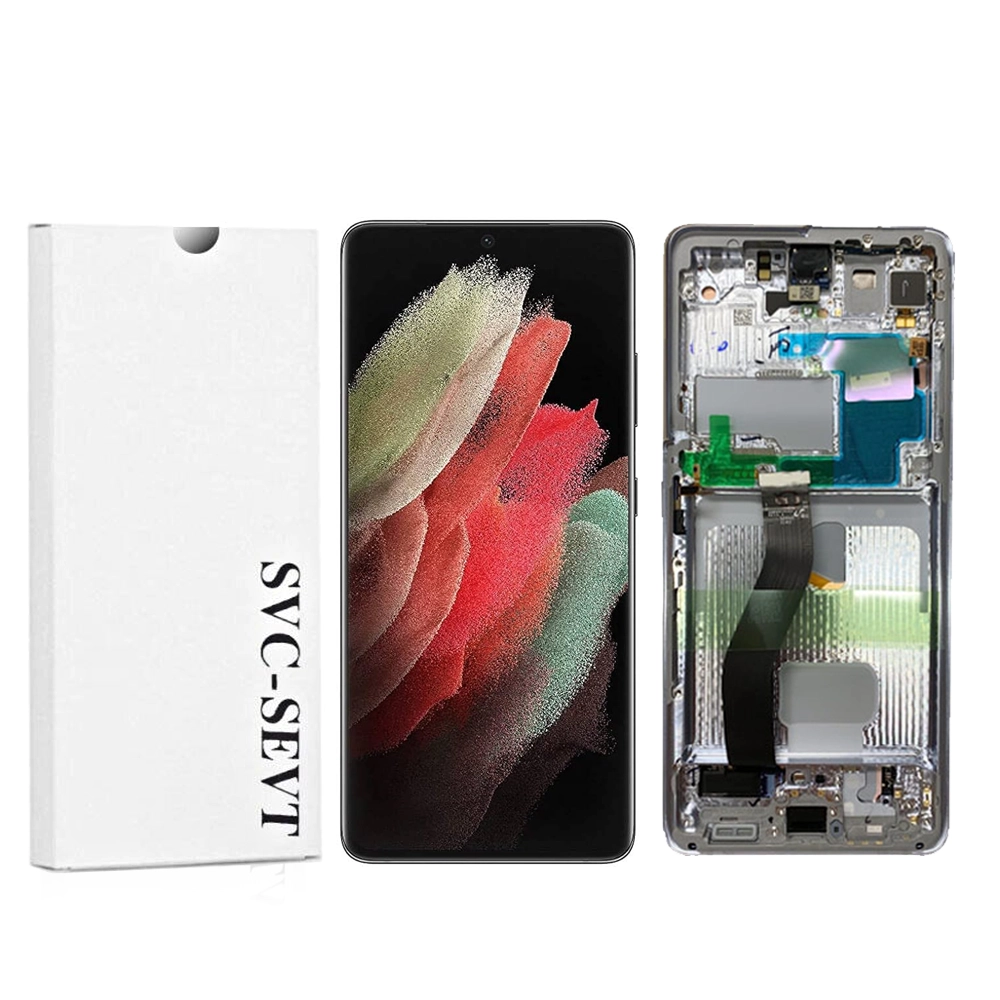 Samsung Galaxy S21 Ultra 5G-Sliver Genuine LCD Screen For Samsung Galaxy S21 Ultra 5G (G998B) With Frame and Touchpad - Phantom Silver  (GH82-26036B) - Image 1