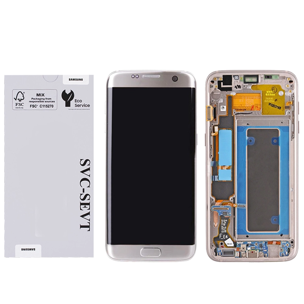Samsung Galaxy S7 Edge (G935)-Silver Genuine LCD Screen For Samsung Galaxy S7 Edge (G935) With Frame and Touchpad - Silver  (GH97-18533B) - Image 1