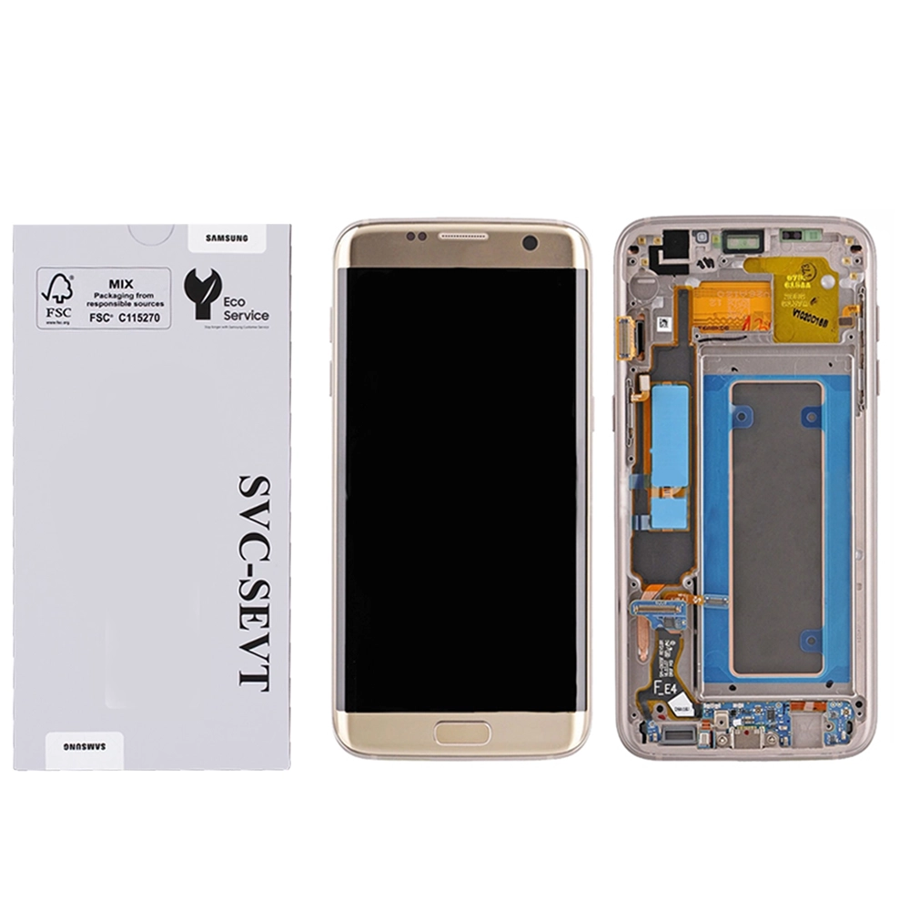 Samsung Galaxy S7 Edge-Gold Genuine LCD Screen For Samsung Galaxy S7 Edge (G935) With Frame and  Touchpad - Gold  (GH97-18533C) - Image 1