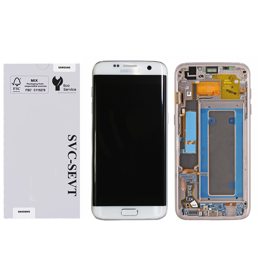 Samsung Galaxy S7 Edge-White Genuine LCD Screen For Samsung Galaxy S7 Edge (G935) With Frame and  Touchpad - White  (GH97-18533D) - Image 1