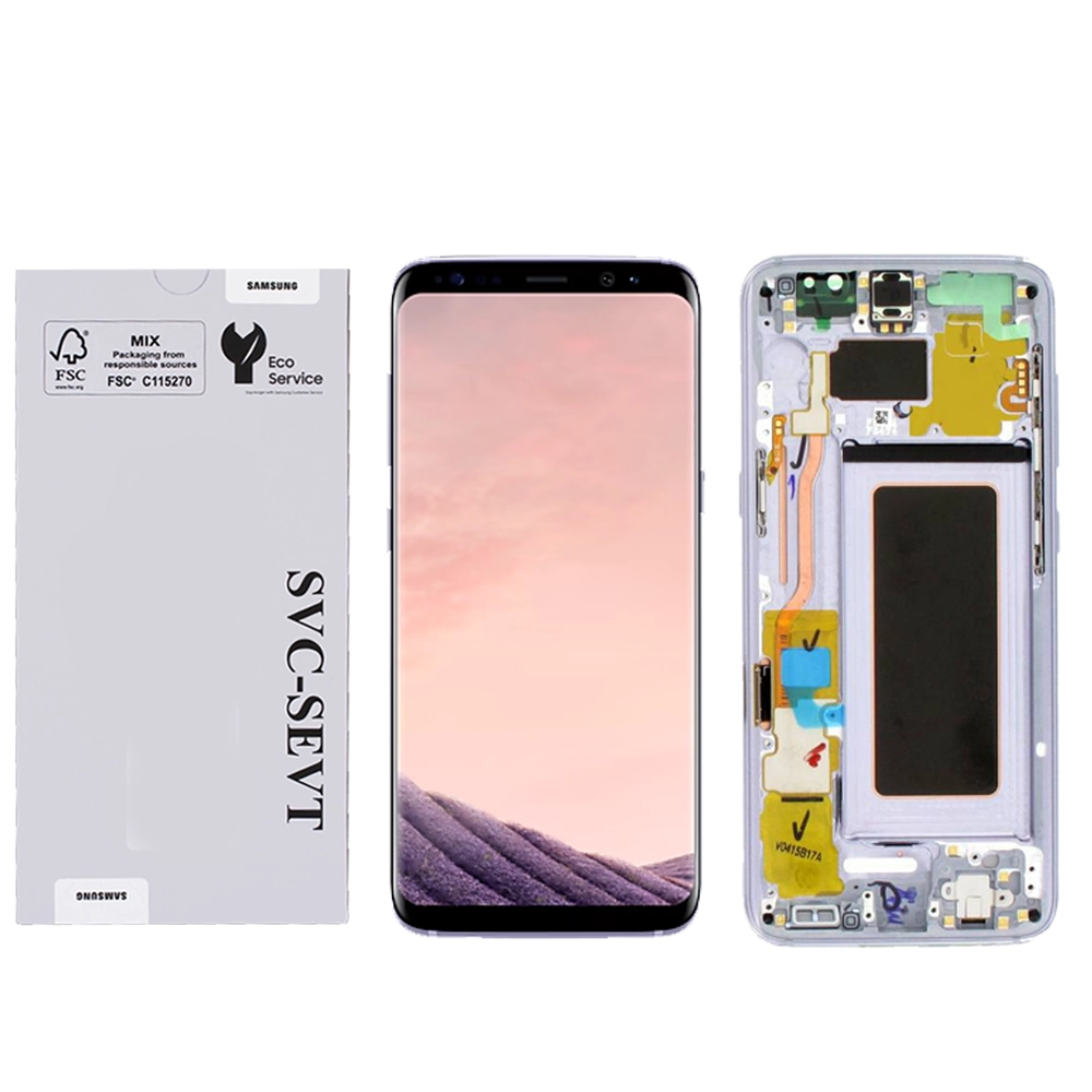 Samsung Galaxy S8 (G950)-Burgundy Genuine LCD Screen For Samsung Galaxy S8 (G950) With Frame and Touchpad - Orchid Gray  (GH97-20457C) - Image 1