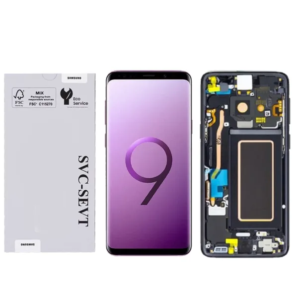 Genuine LCD Screen For Samsung Galaxy S9 (G960) With Frame and Touchpad - Black  (GH97-21696A) - Image 1
