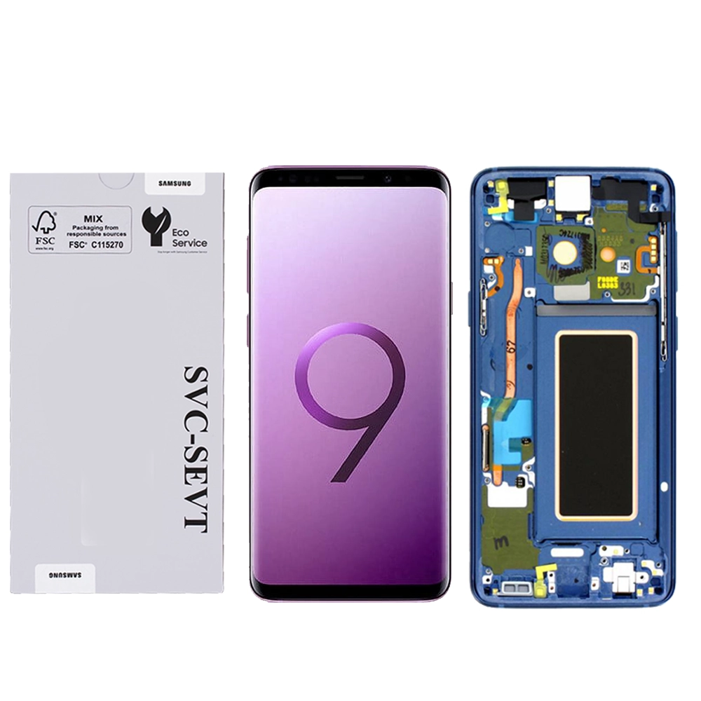 Samsung Galaxy S9 (G960-Blue Genuine LCD Screen For Samsung Galaxy S9 (G960) With Frame and Touchpad - Blue  (GH97-21696D) - Image 1