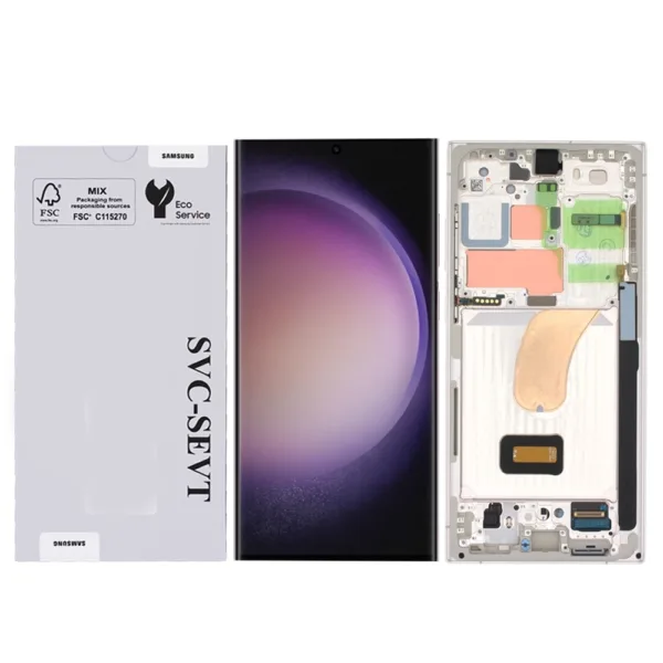 amsung Galaxy S23 Ultra-Cream Genuine LCD Screen For Samsung Galaxy S23 Ultra (S918B) With Frame and Touchpad - Cream  (GH82-30465B) - Image 1