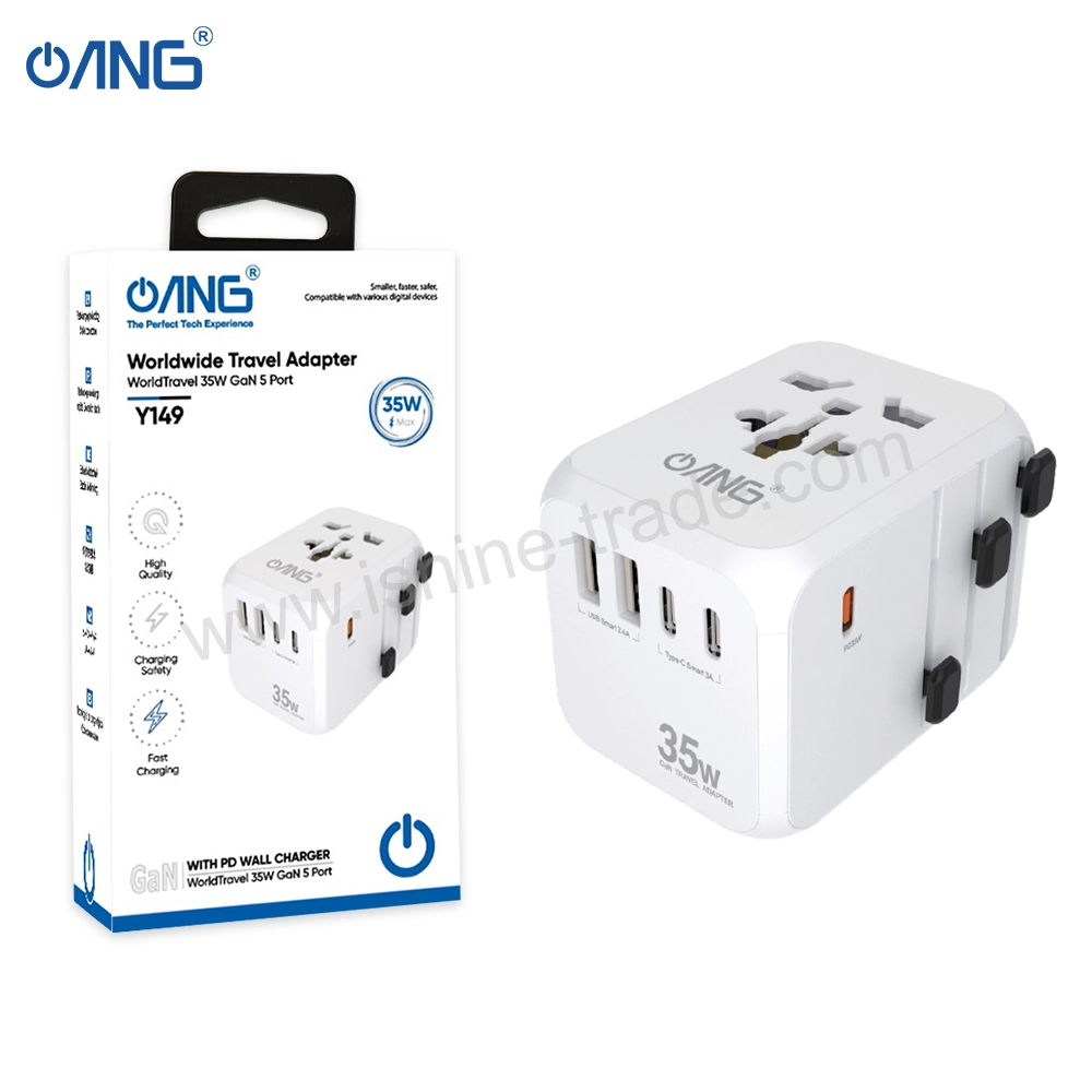 14A-ANG-Y149-35W-Universal-Worldwide-35W-GaN-5-Ports-Travel-Adapter.webp ANG Y149 35W Universal Worldwide 35W GaN 5 Ports Travel Adapter - Image 1