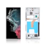 Replacement OLED LCD Screen For Samsung Galaxy S22 Ultra (S908) White - With Frame