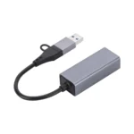2 in 1 USB A + USB C To Ethernet Adaptor - Black - Image 2