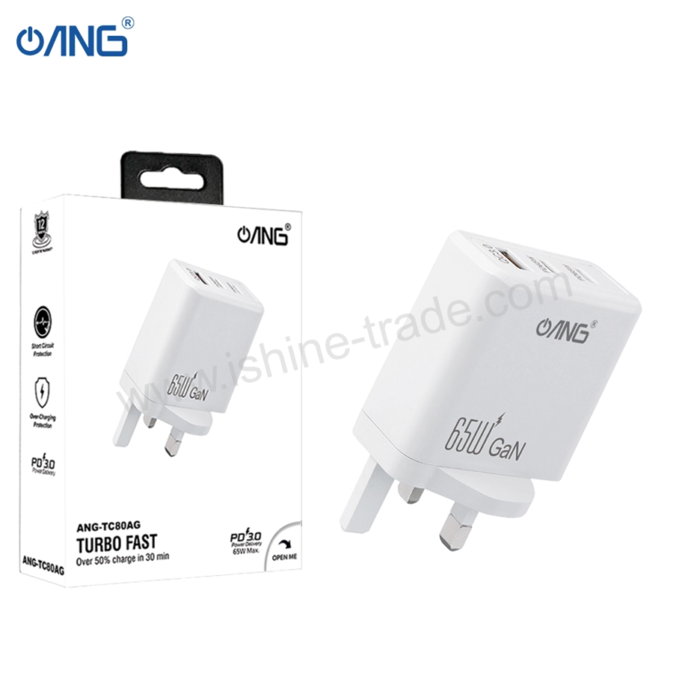 85A ANG TC80AG – Dual PD 65W USB C Single USB QC3.0 GaN Turbo Adaptor Boltify Limited T/A iShine Trade
