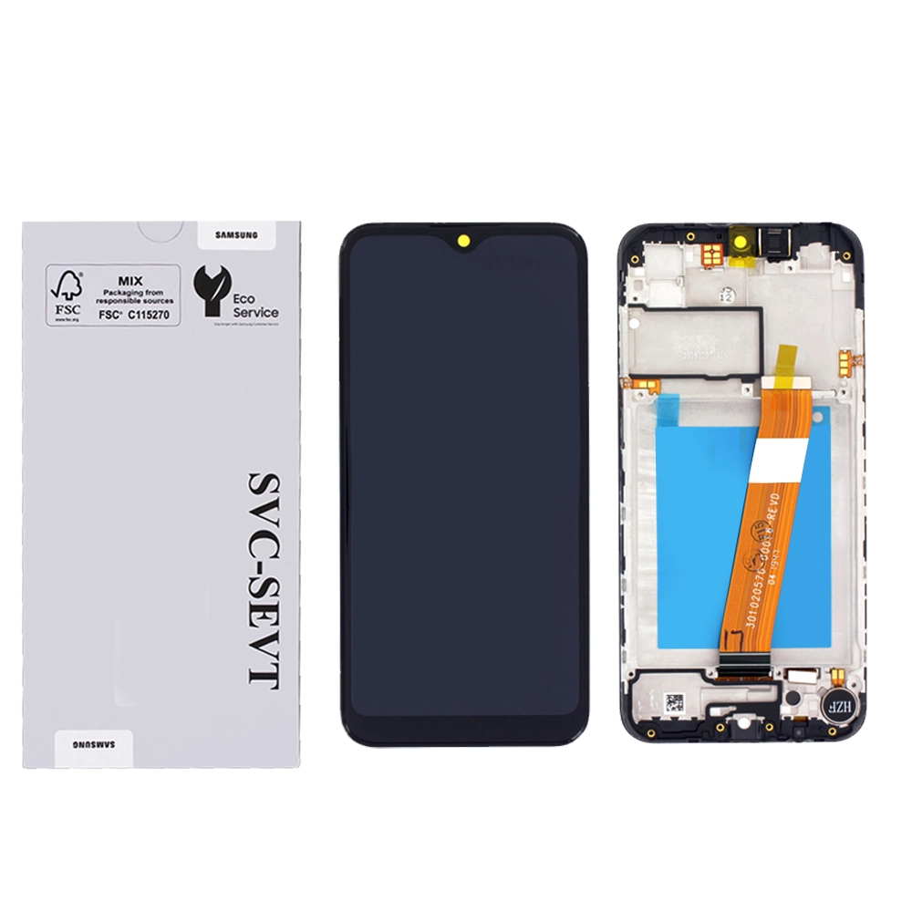 Samsung-Galaxy-A01-Black.webp Genuine LCD Screen For Samsung Galaxy A01 (A015) With Frame and Touchpad - Black  (GH81-18209A) - Image 1