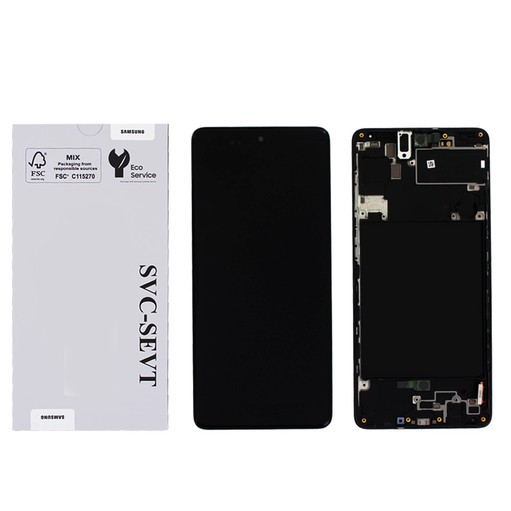 Samsung-Galaxy-A71-A715-with-Frame-Black.webp Genuine LCD Screen for Samsung Galaxy A71 (A715) with Frame and Touchpad - Black  (GH82-22152A) - Image 1